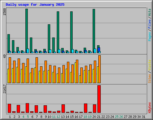 Daily usage for January 2025